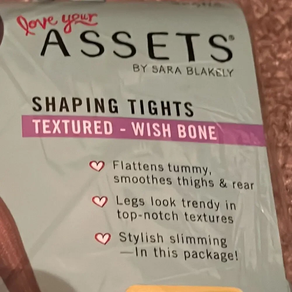 Love Assets By Spanx Size 2 Shaping Smoothing Tights Black Textured Wishbone New